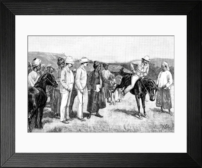 Framed Print : Sketches in Burmah: buying ponies at the Shan Camp, Mandalay, 1890. Creator: Unknown Framed Print : Sketches in Burmah: buying ponies at the Shan Camp, Mandalay, 1890. Creator: Unknown