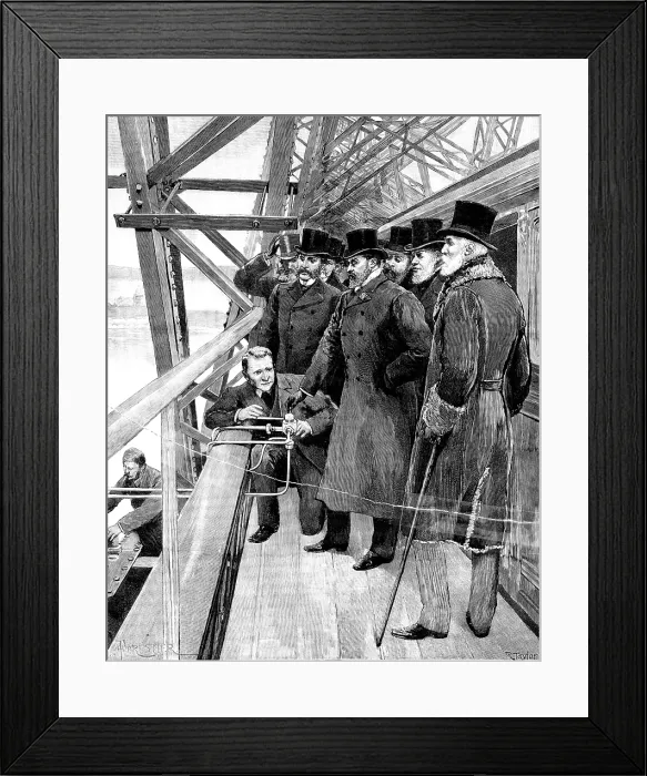 Framed Print : The Prince of Wales driving in the last rivet of the Forth Bridge, 1890. Creator: Unknown Framed Print : The Prince of Wales driving in the last rivet of the Forth Bridge, 1890. Creator: Unknown