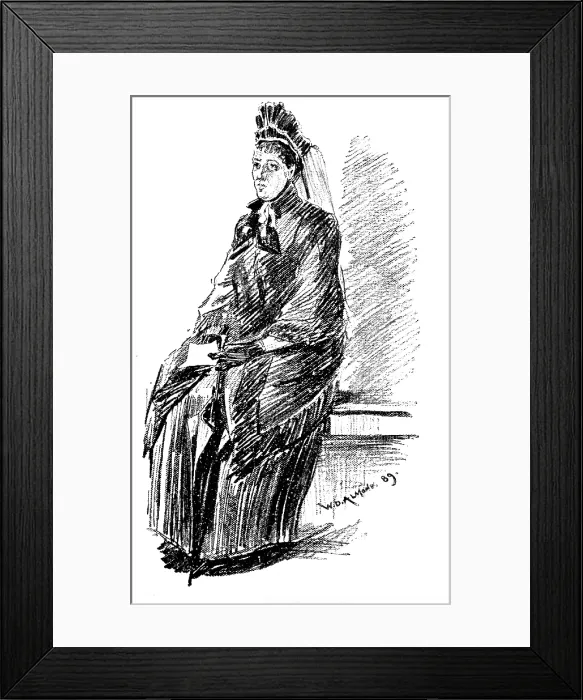 Framed Print : Sketches at the General Register Office, Somerset House: The Widow's Pension, 1890 Framed Print : Sketches at the General Register Office, Somerset House: The Widow's Pension, 1890