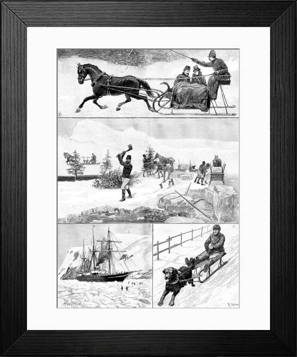 Framed Print : Winter Scenes in Newfoundland, 1890. Creator: R. Taylor Framed Print : Winter Scenes in Newfoundland, 1890. Creator: R. Taylor