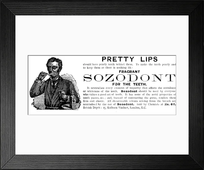 Framed Print : Advertisement for Sozodont for the Teeth, 1890. Creator: Unknown Framed Print : Advertisement for Sozodont for the Teeth, 1890. Creator: Unknown