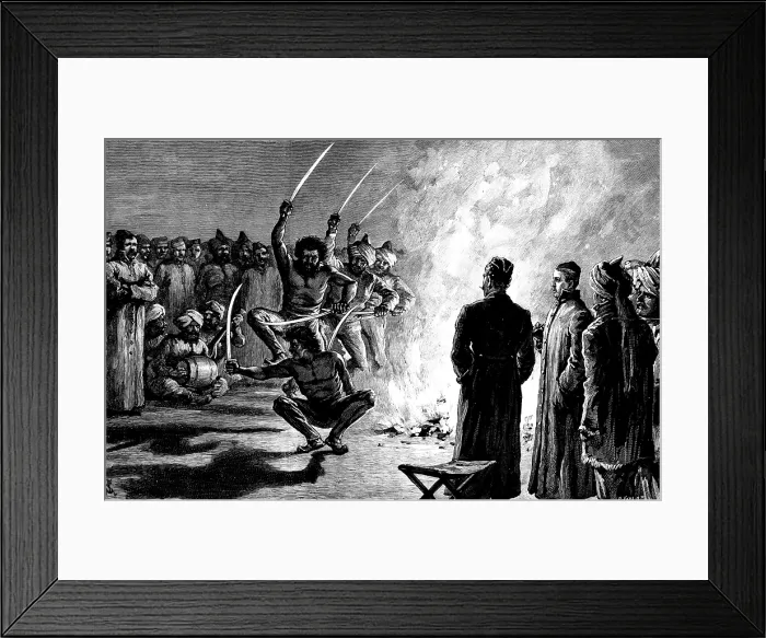 Framed Print : Pathan sword-dance before Prince Albert Victor at the cavalry camp, Muridki, India, 1890. Creator: R. Taylor Framed Print : Pathan sword-dance before Prince Albert Victor at the cavalry camp, Muridki, India, 1890. Creator: R. Taylor