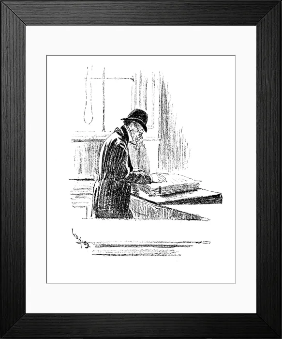Framed Print : Sketches at the General Register Office, Somerset House: Baffled, 1890. Creator: Unknown Framed Print : Sketches at the General Register Office, Somerset House: Baffled, 1890. Creator: Unknown