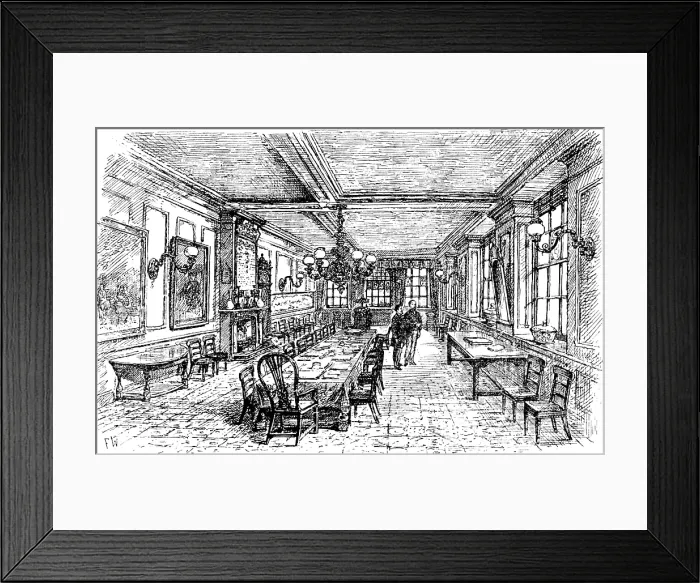 Framed Print : Sketches at the General Register Office, Somerset House: The Parish Clerks Hall, 1890. Creator: Unknown Framed Print : Sketches at the General Register Office, Somerset House: The Parish Clerks Hall, 1890. Creator: Unknown