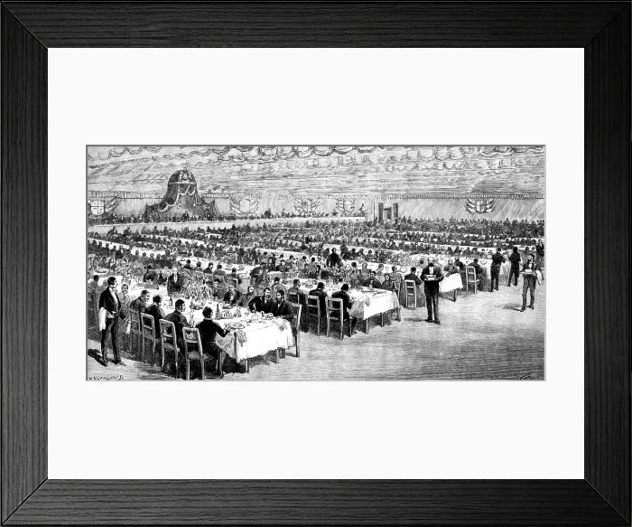 Framed Print : The Forth Bridge: Luncheon in the Model Room, 1890. Creator: P Naumann Framed Print : The Forth Bridge: Luncheon in the Model Room, 1890. Creator: P Naumann