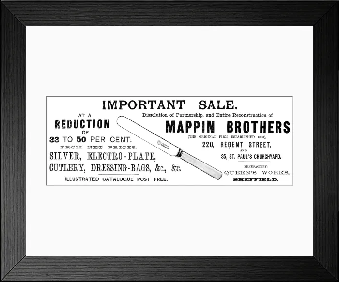 Framed Print : Advertisement for Mappin Brothers sale, 1890. Creator: Unknown Framed Print : Advertisement for Mappin Brothers sale, 1890. Creator: Unknown