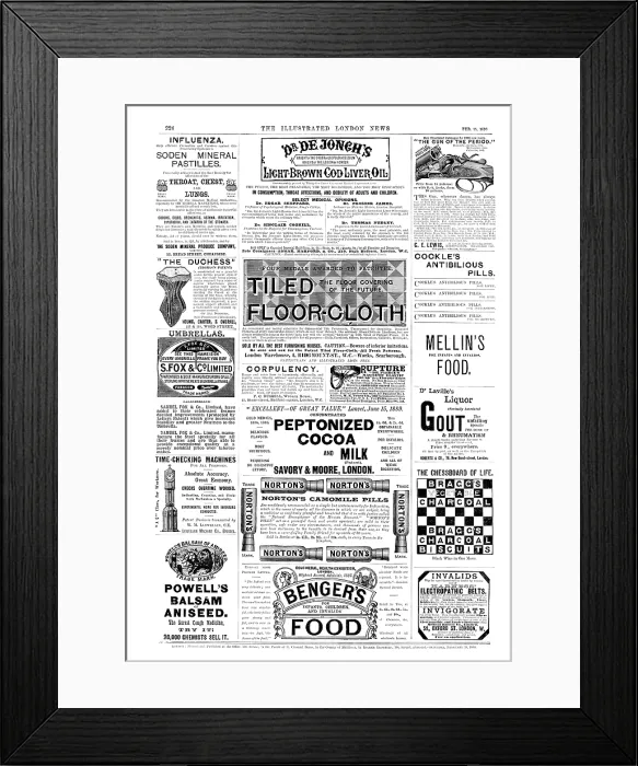 Framed Print : Page of advertisements, 1890. Creator: Unknown Framed Print : Page of advertisements, 1890. Creator: Unknown