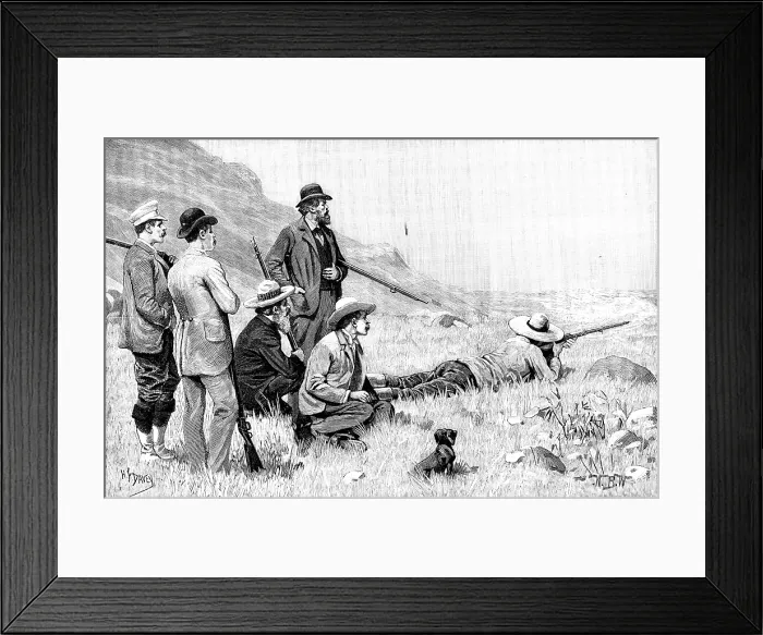 Framed Print : Boer and British Shots: a friendly trial of skill in Swaziland, 1890. Creator: H. F. Davey Framed Print : Boer and British Shots: a friendly trial of skill in Swaziland, 1890. Creator: H. F. Davey