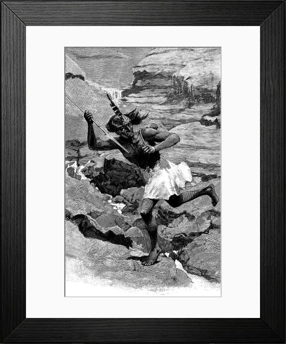 Framed Print : Sketches in the island of Formosa: first sight of an aboriginal savage, 1890. Creator: Unknown Framed Print : Sketches in the island of Formosa: first sight of an aboriginal savage, 1890. Creator: Unknown