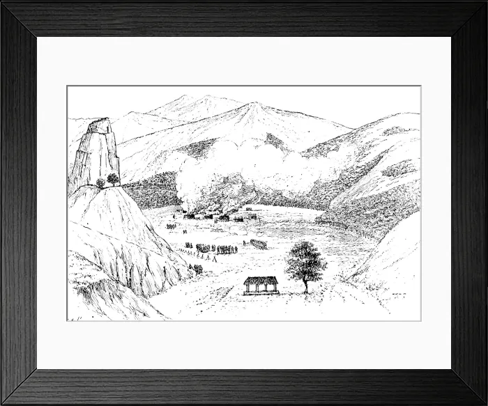 Framed Print : The Chin Expedition: burning of the village of Dimpi, in the Kanhow country, after its capture, 1890 Creator: Unknown