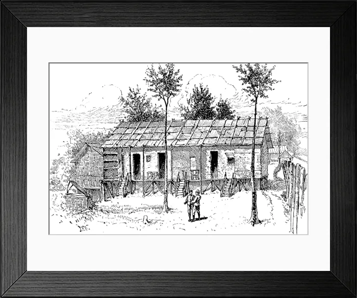 Framed Print : The Lushai Expedition: headquarters mess-house in Fort Langleh, 1890. Creator: Unknown Framed Print : The Lushai Expedition: headquarters mess-house in Fort Langleh, 1890. Creator: Unknown