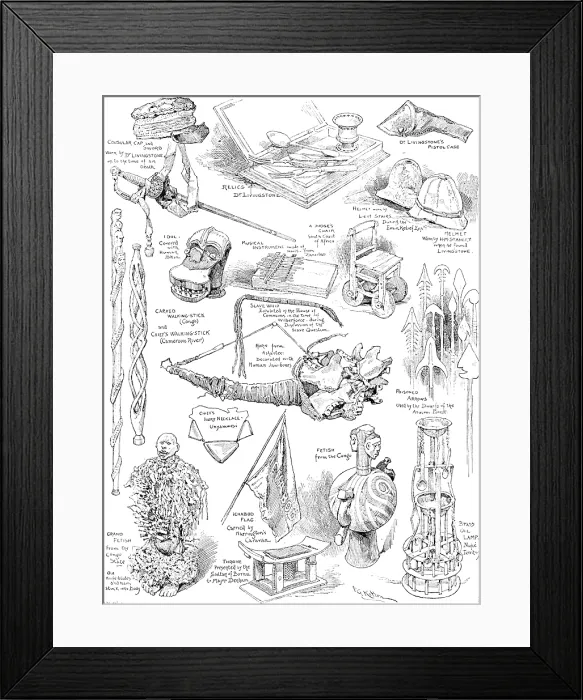 Framed Print : Sketches at the Stanley and African Exhibition, 1890. Creator: Frederick George Kitton Framed Print : Sketches at the Stanley and African Exhibition, 1890. Creator: Frederick George Kitton