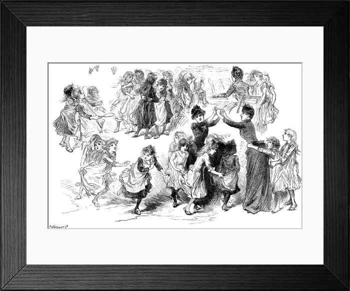 Framed Print : 'Children's Happy Evenings, ' conducted at London Board schools by Mrs. Jeune and other ladies, 1890. Creator: P Naumann Framed Print : 'Children's Happy Evenings, ' conducted at London Board schools by Mrs. Jeune and other ladies, 1890. Creator: P Naumann