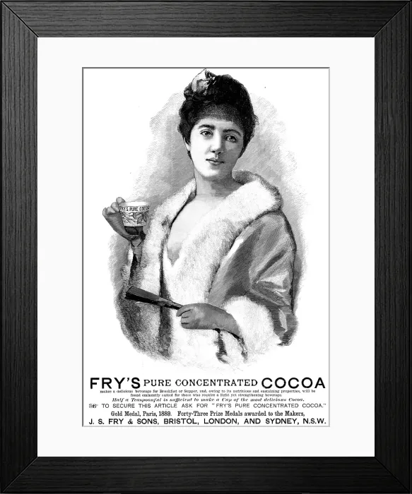 Framed Print : Advertisement for Fry's Pure Concentrated Cocoa, 1890. Creator: Unknown. Advertisement for Fry's Pure Concentrated Cocoa, 1890. Creator: Unknown Framed Print : Advertisement for Fry's Pure Concentrated Cocoa, 1890. Creator: Unknown. Advertisement for Fry's Pure Concentrated Cocoa, 1890. Creator: Unknown