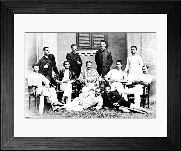Framed Print : The Parsee Representative Cricket Team at Bombay - the Champion Team in India, 1890. Creator: George Meisenbach Framed Print : The Parsee Representative Cricket Team at Bombay - the Champion Team in India, 1890. Creator: George Meisenbach