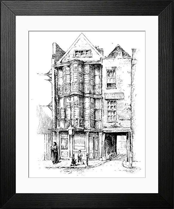 Framed Print : An old house in the City: the Sir Paul Pindar, Bishopsgate, 1890. Creator: Unknown Framed Print : An old house in the City: the Sir Paul Pindar, Bishopsgate, 1890. Creator: Unknown
