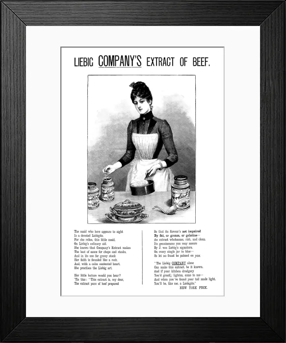 Framed Print : Advertisement for Liebig Company's Extract of Beef, 1890. Creator: Unknown Framed Print : Advertisement for Liebig Company's Extract of Beef, 1890. Creator: Unknown