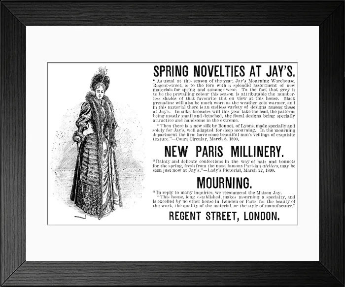 Framed Print : Advertisement for Spring Novelties at Jay's, 1890. Creator: Unknown. Advertisement for Spring Novelties at Jay's, 1890. Creator: Unknown Framed Print : Advertisement for Spring Novelties at Jay's, 1890. Creator: Unknown. Advertisement for Spring Novelties at Jay's, 1890. Creator: Unknown