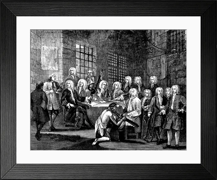 Framed Print : Centenary of John Howard, Prison Reformer: committee inquiring into the Fleet Prison, 1729, (1890). Creator: Unknown Framed Print : Centenary of John Howard, Prison Reformer: committee inquiring into the Fleet Prison, 1729, (1890). Creator: Unknown