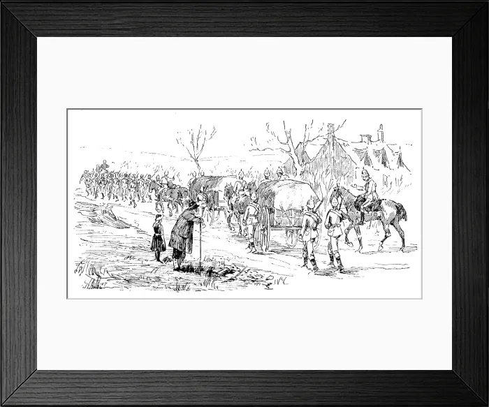 Framed Print : The Easter Volunteer Manoeuvres: the Marching Column, with transport waggons, 1890. Creator: Unknown Framed Print : The Easter Volunteer Manoeuvres: the Marching Column, with transport waggons, 1890. Creator: Unknown