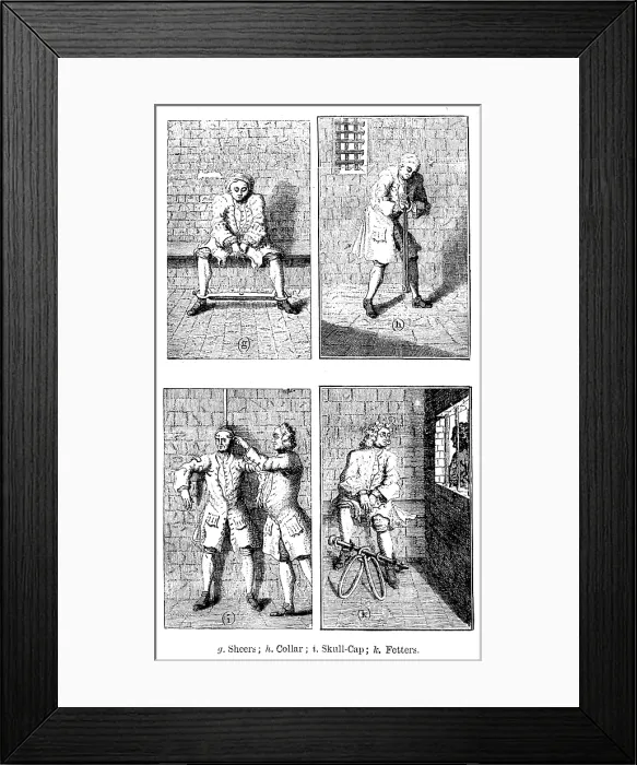 Framed Print : Centenary of John Howard, Prison Reformer:Marshalsea Prison: mode of applying the torture, (1890) Creator: Unknown Framed Print : Centenary of John Howard, Prison Reformer:Marshalsea Prison: mode of applying the torture, (1890) Creator: Unknown