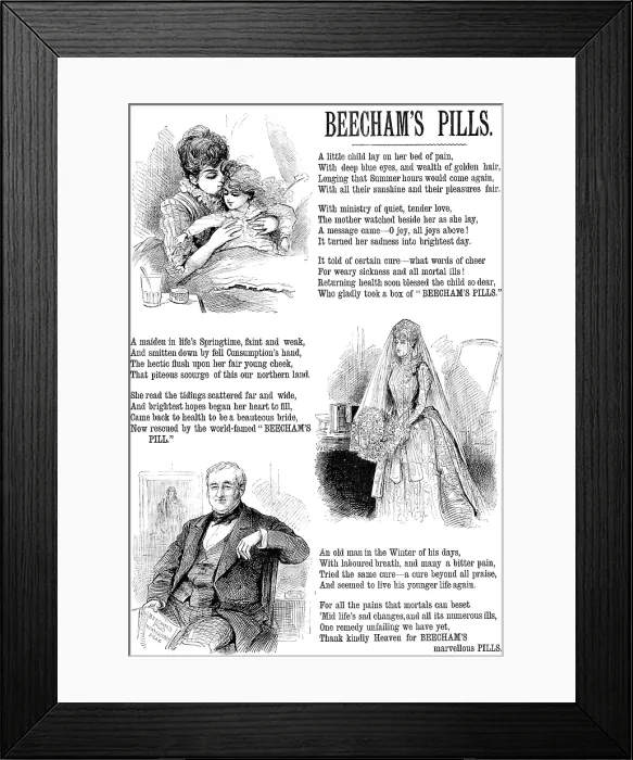 Framed Print : Advertisement for Beecham's Pills, 1890. Creator: Unknown Framed Print : Advertisement for Beecham's Pills, 1890. Creator: Unknown