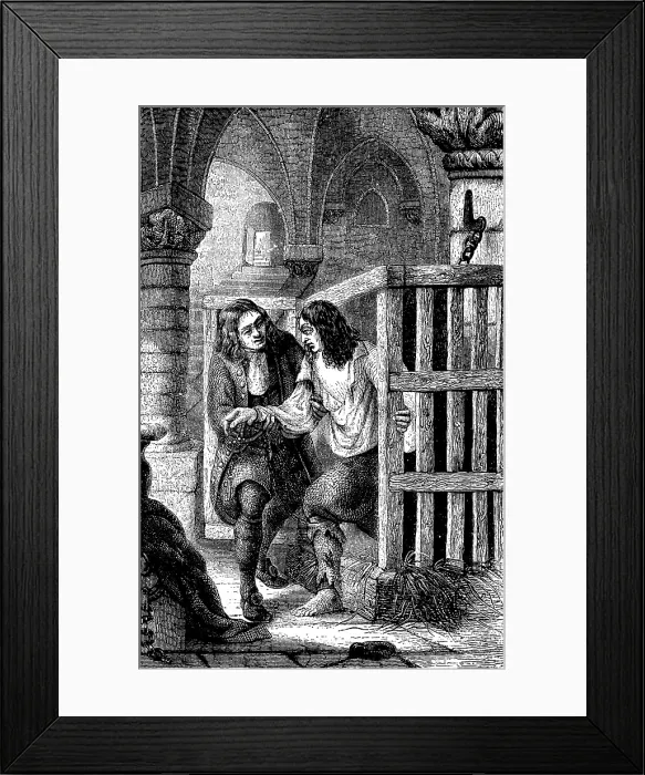 Framed Print : Centenary of John Howard, Prison Reformer: deliverance of prisoner shut up for life in cage, (1890). Creator: Unknown