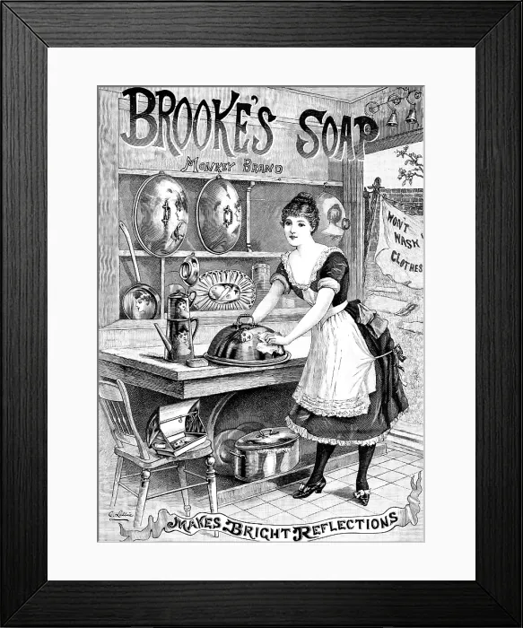 Framed Print : Advertisement for Brooke's Soap, 1890. Creator: Unknown Framed Print : Advertisement for Brooke's Soap, 1890. Creator: Unknown