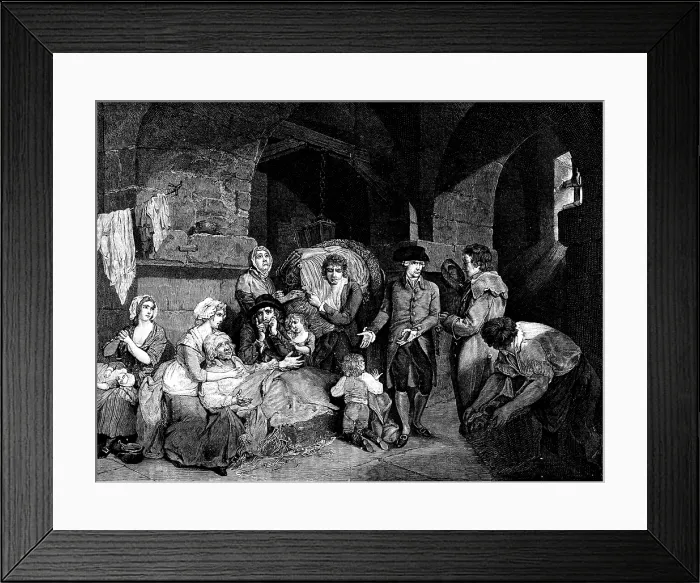 Framed Print : Centenary of John Howard, Prison Reformer: John Howard visiting an English prison, (1890). Creator: Unknown Framed Print : Centenary of John Howard, Prison Reformer: John Howard visiting an English prison, (1890). Creator: Unknown