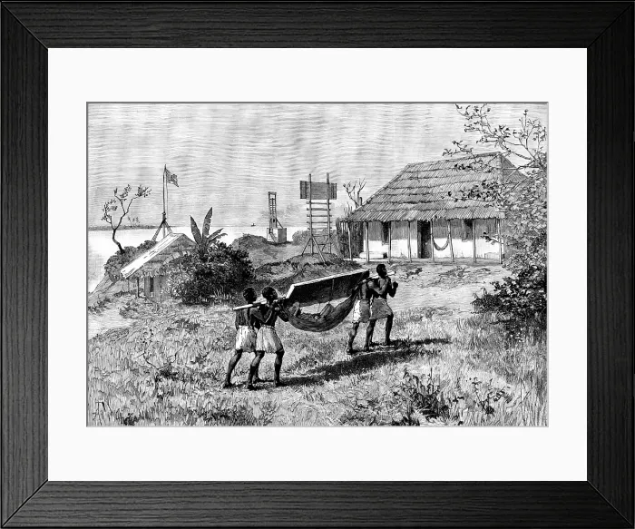 Framed Print : Portuguese in East Africa: signalling post for steamers, and Senhor Pinto's house, Chilvane... 1890 Creator: Amedee Forestier Framed Print : Portuguese in East Africa: signalling post for steamers, and Senhor Pinto's house, Chilvane... 1890 Creator: Amedee Forestier