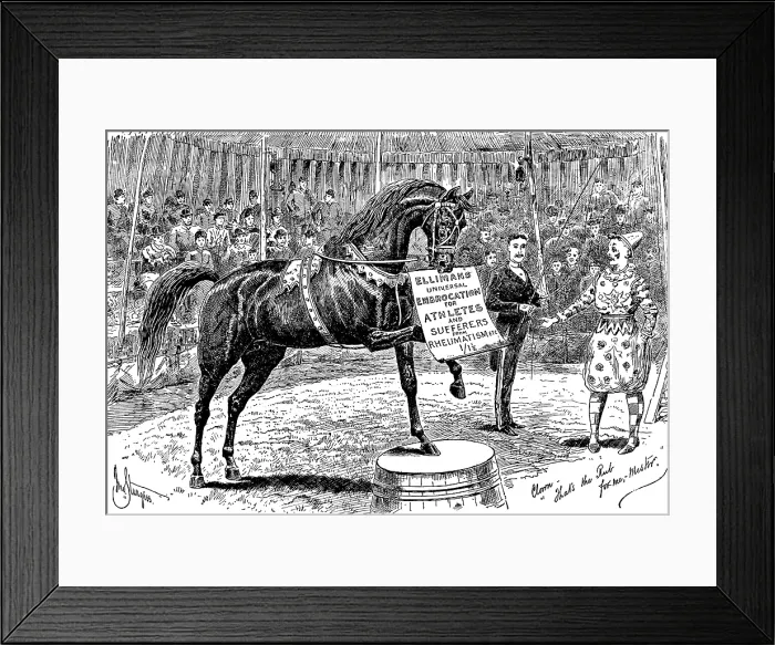 Framed Print : Advertisement for Elliman's Universal Embrocation, 1890. Creator: William Stanfield Sturgess. Advertisement for Elliman's Universal Embrocation, 1890 Framed Print : Advertisement for Elliman's Universal Embrocation, 1890. Creator: William Stanfield Sturgess. Advertisement for Elliman's Universal Embrocation, 1890