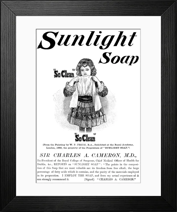 Framed Print : Advertisement for Sunlight Soap, 1890. Creator: Unknown