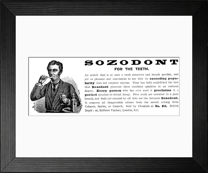 Framed Print : Advertisement for Sozodont for the Teeth, 1890. Creator: Unknown Framed Print : Advertisement for Sozodont for the Teeth, 1890. Creator: Unknown