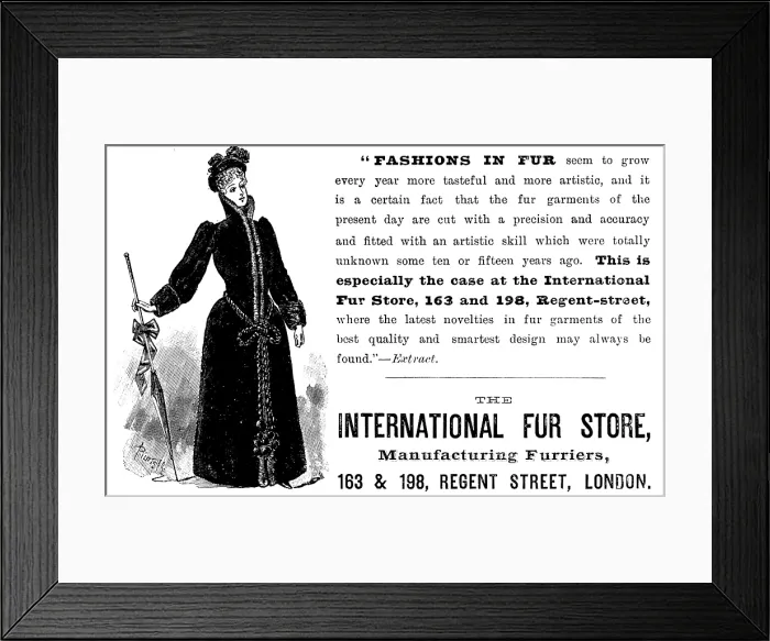Framed Print : Advertisement for the International Fur Store, 1890. Creator: Unknown Framed Print : Advertisement for the International Fur Store, 1890. Creator: Unknown