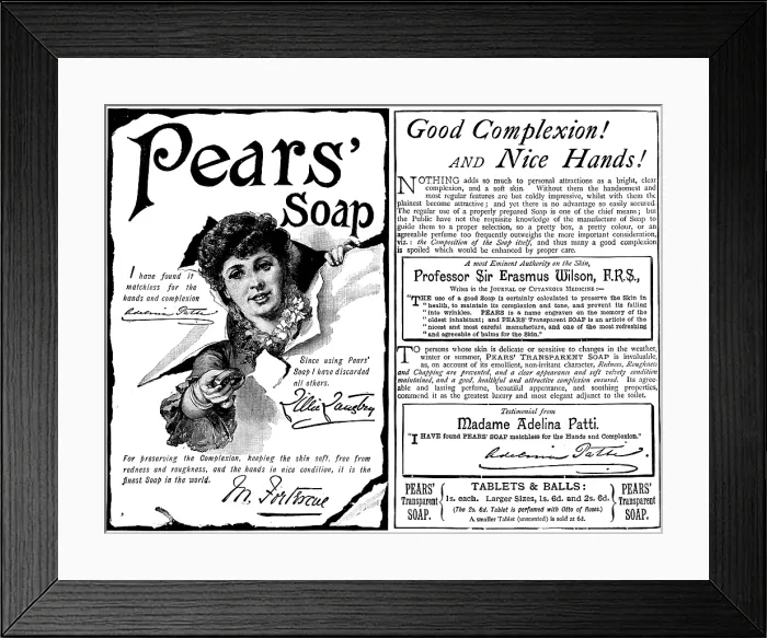 Framed Print : Advertisement for Pears Soap, 1890. Creator: Unknown Framed Print : Advertisement for Pears Soap, 1890. Creator: Unknown