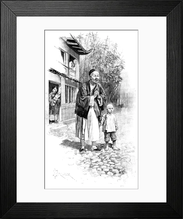 Framed Print : Sketches in Formosa: welcome by an old Chinese friend, 1890. Creator: Unknown Framed Print : Sketches in Formosa: welcome by an old Chinese friend, 1890. Creator: Unknown