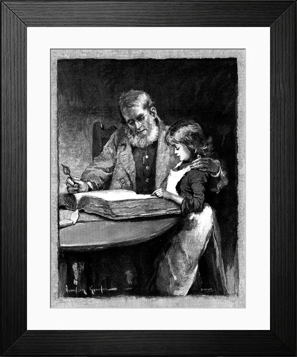 Framed Print : A Bible Lesson, 1890. Creators: R. Taylor, A. Simon Framed Print : A Bible Lesson, 1890. Creators: R. Taylor, A. Simon