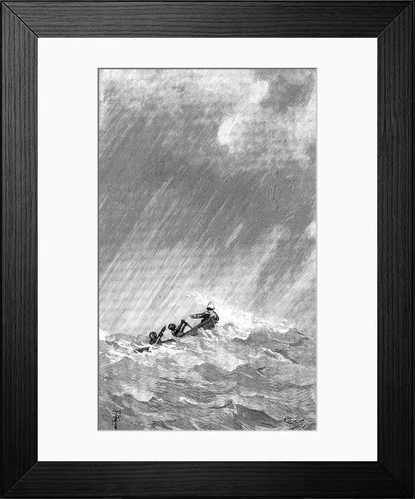 Framed Print : Sketches in Formosa: crossing the lagoon in a gale, 1890. Creator: Unknown Framed Print : Sketches in Formosa: crossing the lagoon in a gale, 1890. Creator: Unknown