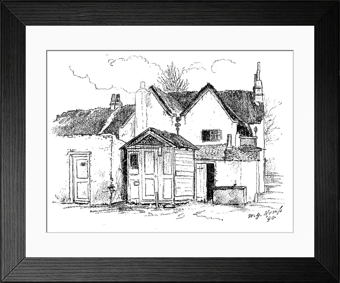Framed Print : Miles Syndercombe's Cottage at Shepherd's Bush Green, about to be demolished: rear view, 1890. Creator: Unknown Framed Print : Miles Syndercombe's Cottage at Shepherd's Bush Green, about to be demolished: rear view, 1890. Creator: Unknown
