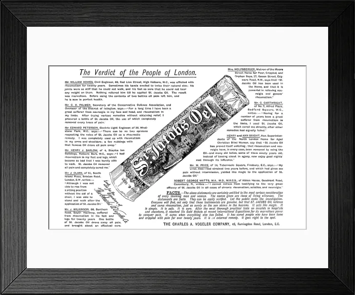 Framed Print : Advertisement for St Jacob's Oel, 1890. Creator: Unknown Framed Print : Advertisement for St Jacob's Oel, 1890. Creator: Unknown