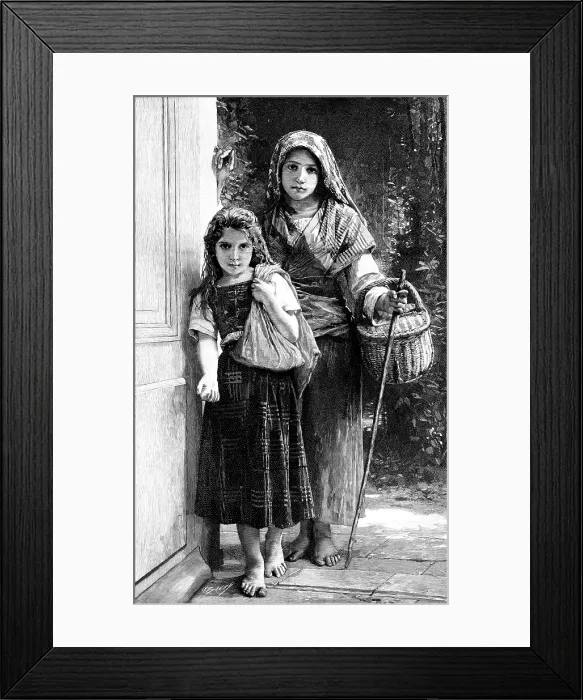 Framed Print : 'The Little Tramps' - by M. Bouguereau, in the Paris Salon, 1890. Creator: Unknown Framed Print : 'The Little Tramps' - by M. Bouguereau, in the Paris Salon, 1890. Creator: Unknown