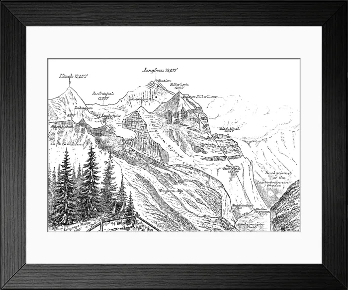 Framed Print : The proposed railway up the Jungfrau, Switzerland, 1890. Creator: Unknown Framed Print : The proposed railway up the Jungfrau, Switzerland, 1890. Creator: Unknown