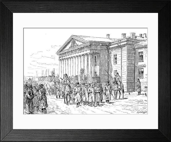 Framed Print : The Agitation in Russia: arrest of students at the Mining Academy, St. Petersburg, 1890. Creator: Unknown Framed Print : The Agitation in Russia: arrest of students at the Mining Academy, St. Petersburg, 1890. Creator: Unknown