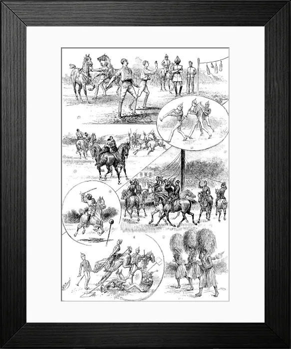 Framed Print : Regimental sports of 21st Hussars at Bangalore, in India, from sketches by Granville B. Baker, 1890. Creator: Carl Hentschel Framed Print : Regimental sports of 21st Hussars at Bangalore, in India, from sketches by Granville B. Baker, 1890. Creator: Carl Hentschel