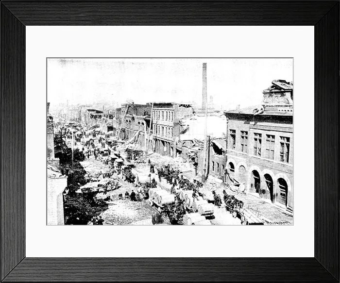 Framed Print : The Cyclone at Louisville, Kentucky, United States: the Tobacco District, West Street, 1890. Creator: Unknown Framed Print : The Cyclone at Louisville, Kentucky, United States: the Tobacco District, West Street, 1890. Creator: Unknown
