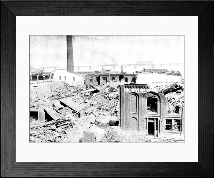 Framed Print : The Cyclone at Louisville, Kentucky, US: tobacco warehouse between 11th Street and 12th Street, 1890 Creator: Unknown Framed Print : The Cyclone at Louisville, Kentucky, US: tobacco warehouse between 11th Street and 12th Street, 1890 Creator: Unknown