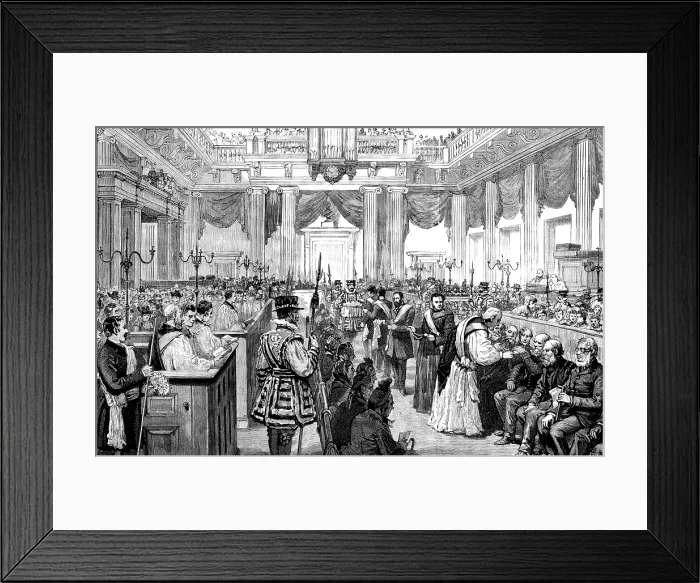 Framed Print : Maundy Thursday Royal Gifts at the Chapel Royal, Whitehall, 1890. Creator: Unknown Framed Print : Maundy Thursday Royal Gifts at the Chapel Royal, Whitehall, 1890. Creator: Unknown