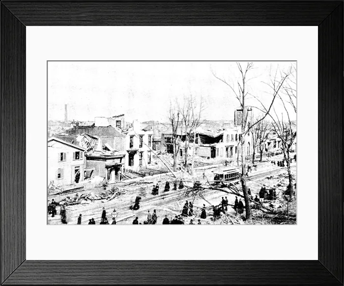 Framed Print : The Cyclone at Louisville, Kentucky, United States: Twelfth Street and Jefferson Street, 1890. Creator: Unknown Framed Print : The Cyclone at Louisville, Kentucky, United States: Twelfth Street and Jefferson Street, 1890. Creator: Unknown