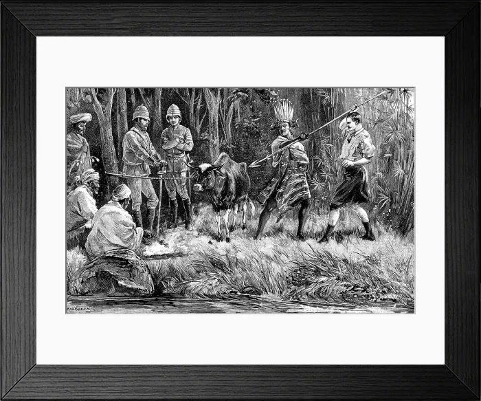 Framed Print : Mompunga, a Lushai chief, and Mr. Murray, Political Agent, taking the Oath of Friendship, 1890. Creator: P Naumann Framed Print : Mompunga, a Lushai chief, and Mr. Murray, Political Agent, taking the Oath of Friendship, 1890. Creator: P Naumann