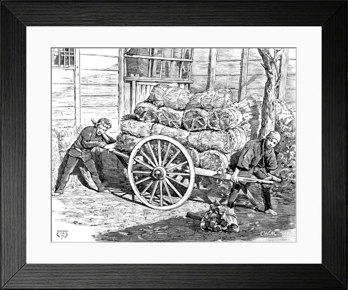 Framed Print : Street sketches in Tokio, Japan: charcoal carriers, 1890. Creator: Unknown Framed Print : Street sketches in Tokio, Japan: charcoal carriers, 1890. Creator: Unknown
